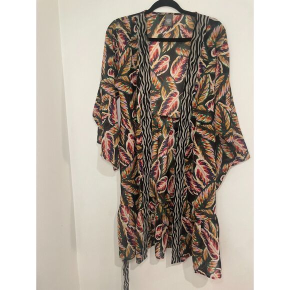Vince Camuto Island Spice‎ Self-Belt Topper OS Coverup Kimono Wrap Robe - Picture 2 of 9